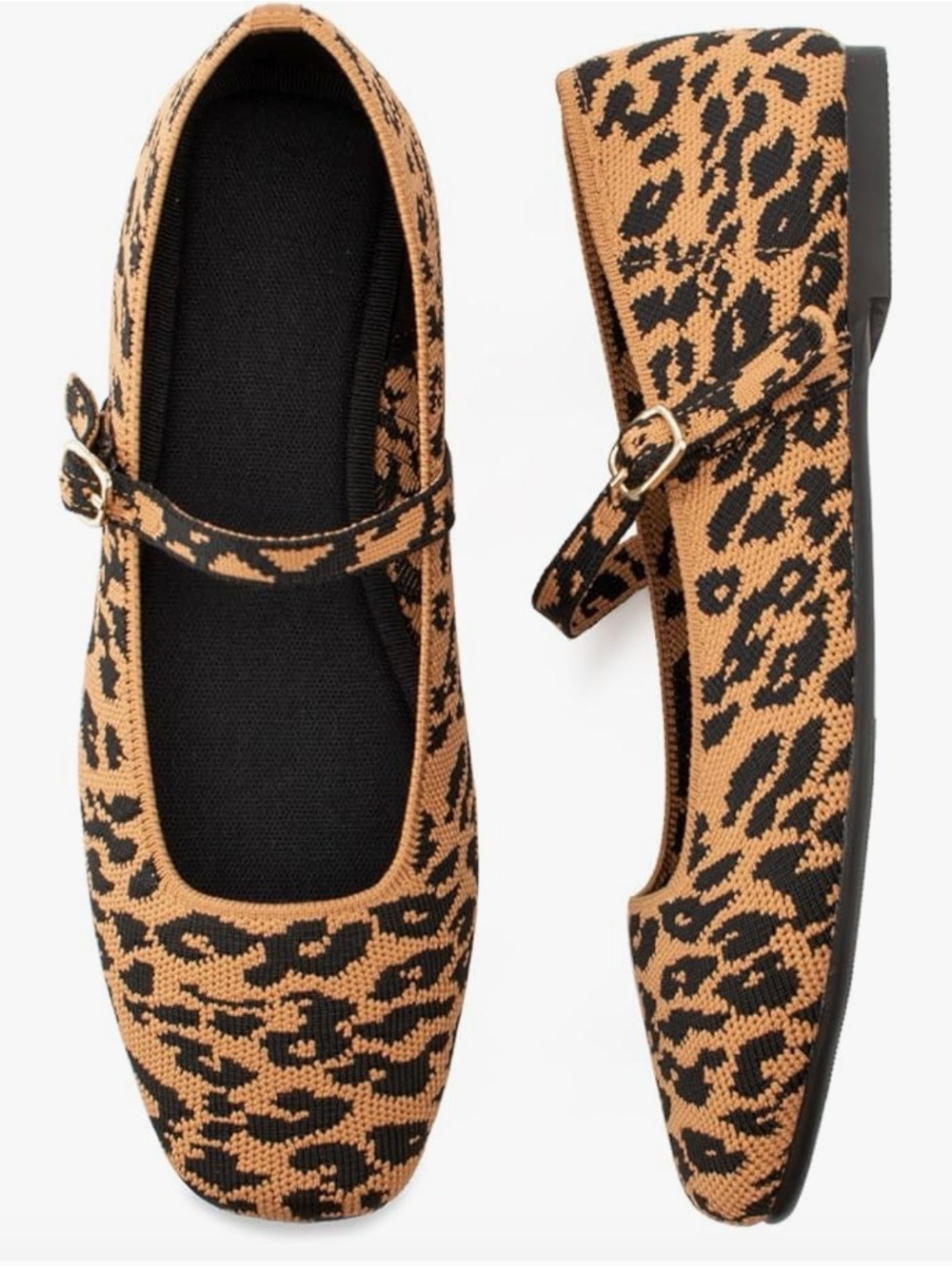 Soesyi Leopard Print Mary Jane Flats Size 7 Ballet Shoes